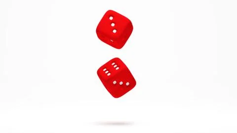 Red dice at different angles  on a white background 3D rendering Stock Illustration