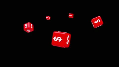 Red dice with dollar symbols, 3D animation. Stock-Footage 334950790