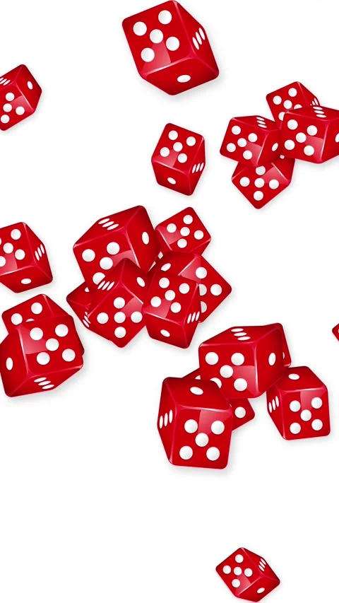Red Dice Falling and Bouncing on a Clean White Background 動画素材 344931635