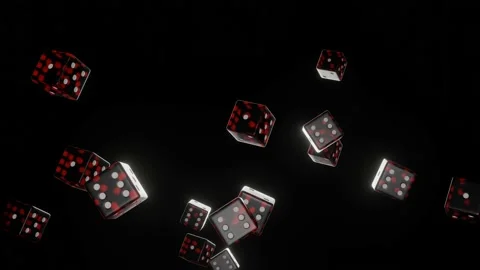 Red dice falling down on black background. Gambling concept. Casino. Stock Footage 201268442