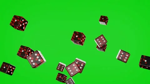 Red dice falling down on chromakey background. Casino concept. Gambling. Stock Footage 201268429
