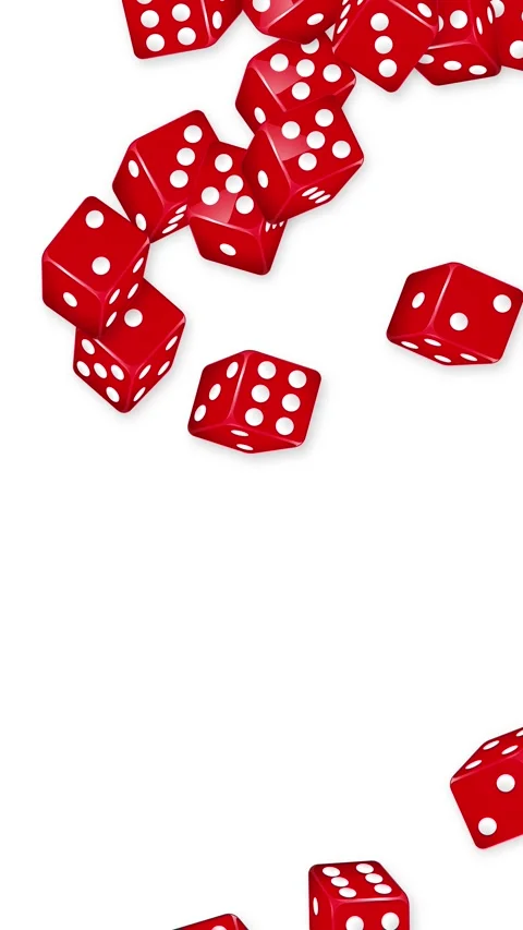 Red Dice Falling Downward Against a Plain White Background Stock Footage 341461738