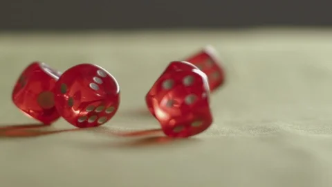 Red Dice Falling On The Table In Casino. Stock Footage 98199642
