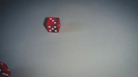 Red Dice Falling On Table In Slow Motion Stock Footage 291434917
