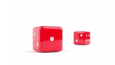 Red dice falling on white background 3d, can be used to represent casino games Video stock 249547747