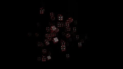 Red dice flying to camera on black background. Gambling concept. Casino.  Stock Footage 201268413