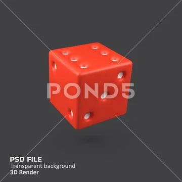 Red dice isolated 3d render icon illustration PSD Template