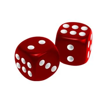 Red dice isolated on white background Illustrazione stock