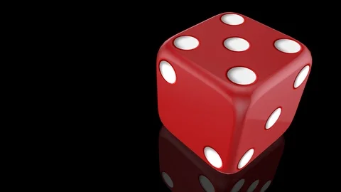 Red dice roll over black glossy reflective background 스톡 동영상 107812350