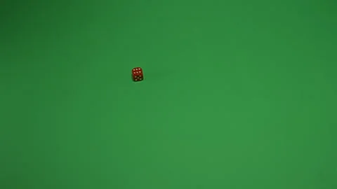 Red Dice Rolling 6 on Green screen Chroma key pt1 of 4 Stock Footage 240273227