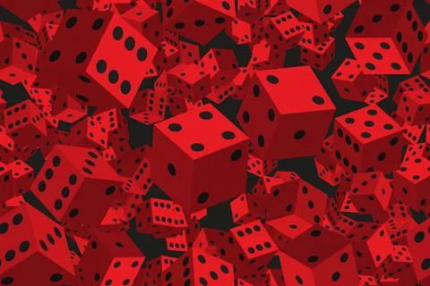 Red Dice Seamless Pattern, 3D Illustration Иллюстрация