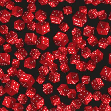 Red Dice Seamless Pattern, 3D Illustration Stock Illustration