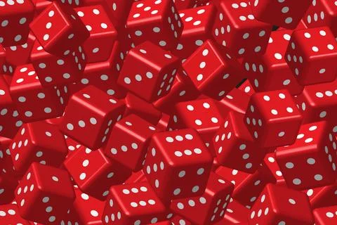 Red Dice Seamless Pattern, 3D Vector Illustration Stock Illustration