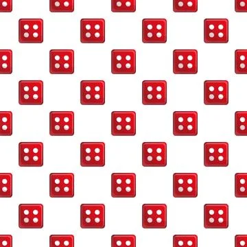 Red dice seamless pattern creating casino gambling background Stock Illustration