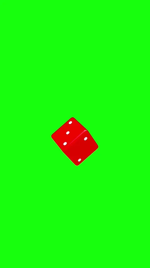 Red dice spinning on green screen, 3D animation Stock-Footage 336074531