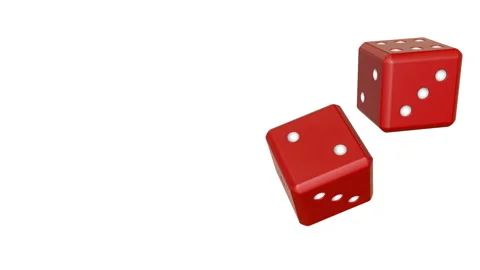 Red dice spinning on a white background. 3d rendering Video stock 118325905