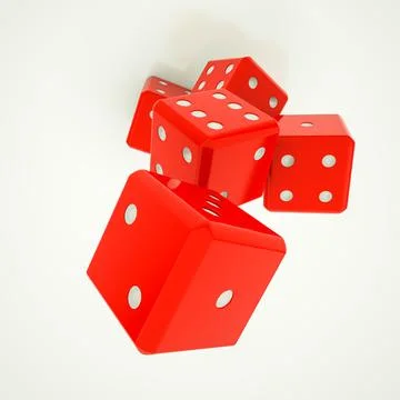 Red dice on a white background. 3d render illustration Stock Illustration