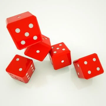 Red dice on a white background. 3d render illustration Stock Illustration