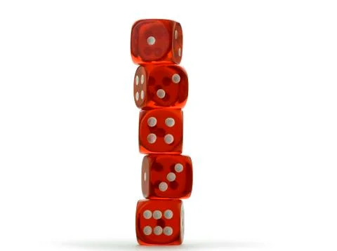 Red dice on white background Stock Photos