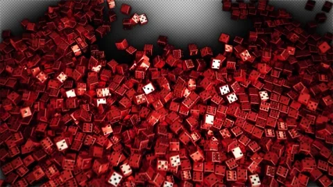 Red Dices on Black Background - pile of red dices no background Stock Footage 239100574