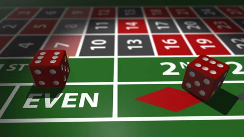 Red dices falling on casino table in slow motion. Stock Footage 86803865