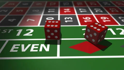 Red dices falling on casino table in slow motion. Stock Footage 86824236