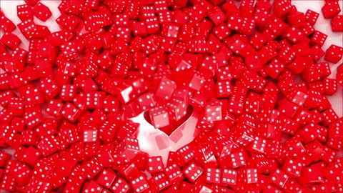 Red Dices Falling With Hearth Sign Stock Footage 231285041