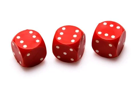 Red dices on white background Stock Photos