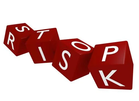 Red dices with the words stop risk, 3d rendering on white 스톡 일러스트