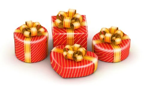 Red different shape gift boxes Stock Illustration