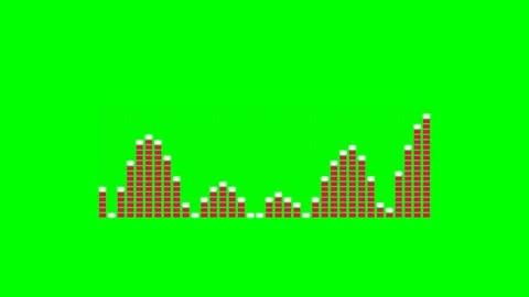 Red digital audio equalizer bars on a solid bright green chroma key backgroun Stock Footage 341839804