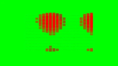 Red digital audio frequency bars reacting on a vibrant green background scree Stock Footage 340265035