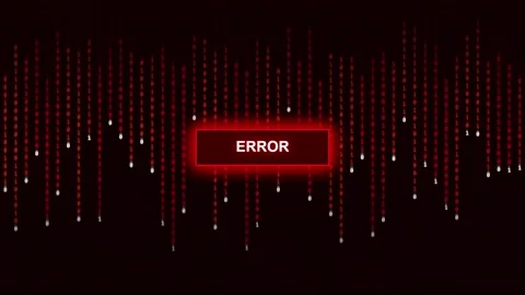 Red digital binary code falling with a glowing error message box Stock Footage 346075954