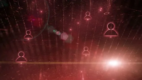 Red digital binary network with people icons animation 動画素材 229694058