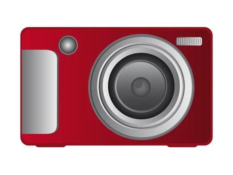 Red digital camera isolated over white background. vector 스톡 일러스트