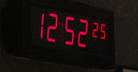 Red Digital Clock with Seconds Stock Footage 105622528