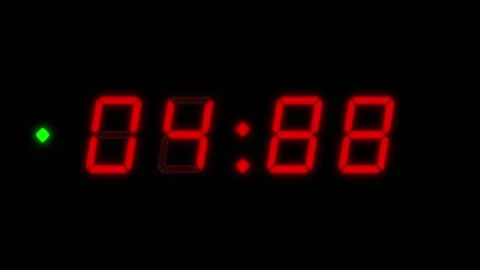 Red digital clockface with 4 digits and green accent dot. 30 second digital 스톡 동영상 331049674