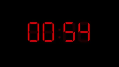 Red Digital Countdown 1 Minute (60 Seconds) Timer on Black Background Stock Footage 343957539