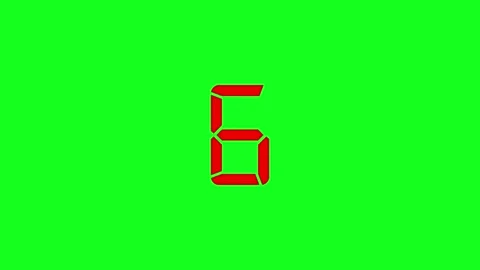 Red digital countdown timer sequence displaying ten to one numbers on vivid.. Stock Footage 345547876