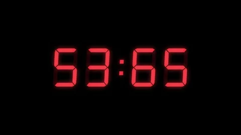 Red Digital Countdown Timer Starting at 60:00 (1 minute) on Black Background Video stock 276291604