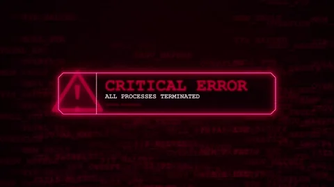 Red digital critical error message on system failure screen Stock Footage 339043459