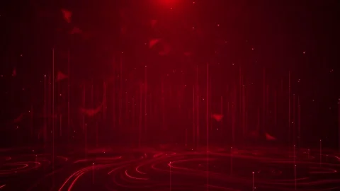 Red digital data lines background with vertical glowing bars, polygon shapes Stock Footage 333972290
