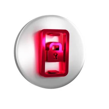 Red Digital door lock with wireless technology for lock icon isolated on tr.. Stock Illustration