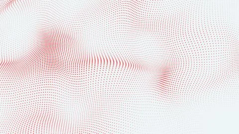 Red digital dots form wave and white abstract background. Futuristic, Moder.. Stock Illustration
