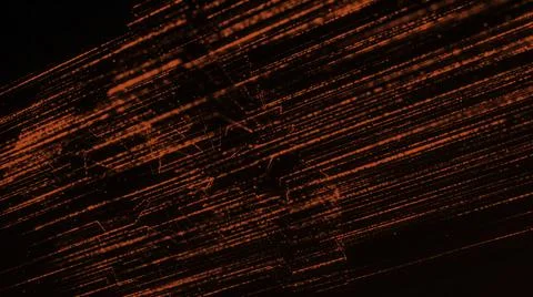 Red digital dotted lines flowing on black background. Animation. Abstract Stock Illustration