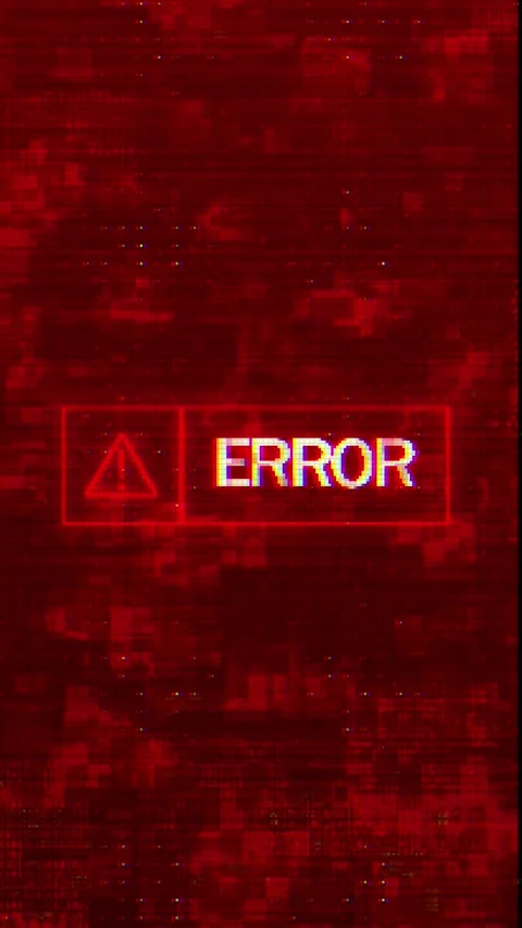 Red Digital Error Warning Cyber System Failure Screen Stock Footage 341364230