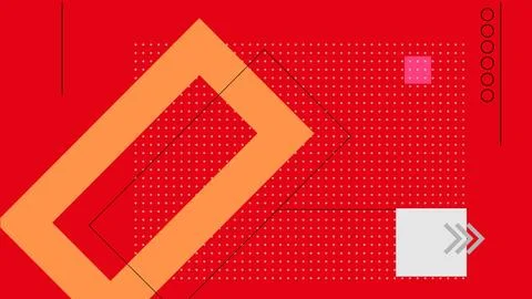 Red digital geometric grid background Illustrazione stock