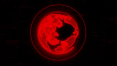 Red digital globe animation with glitch effect. Red digital globe technical.. Stock Footage 337133091