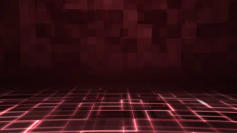 Red Digital Grid Stage with Glowing Lines and Dark Background Stock Footage 317036847