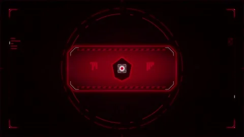 Red digital hud interface overlay with target lock and scanning data heads-.. Stock Footage 337562249